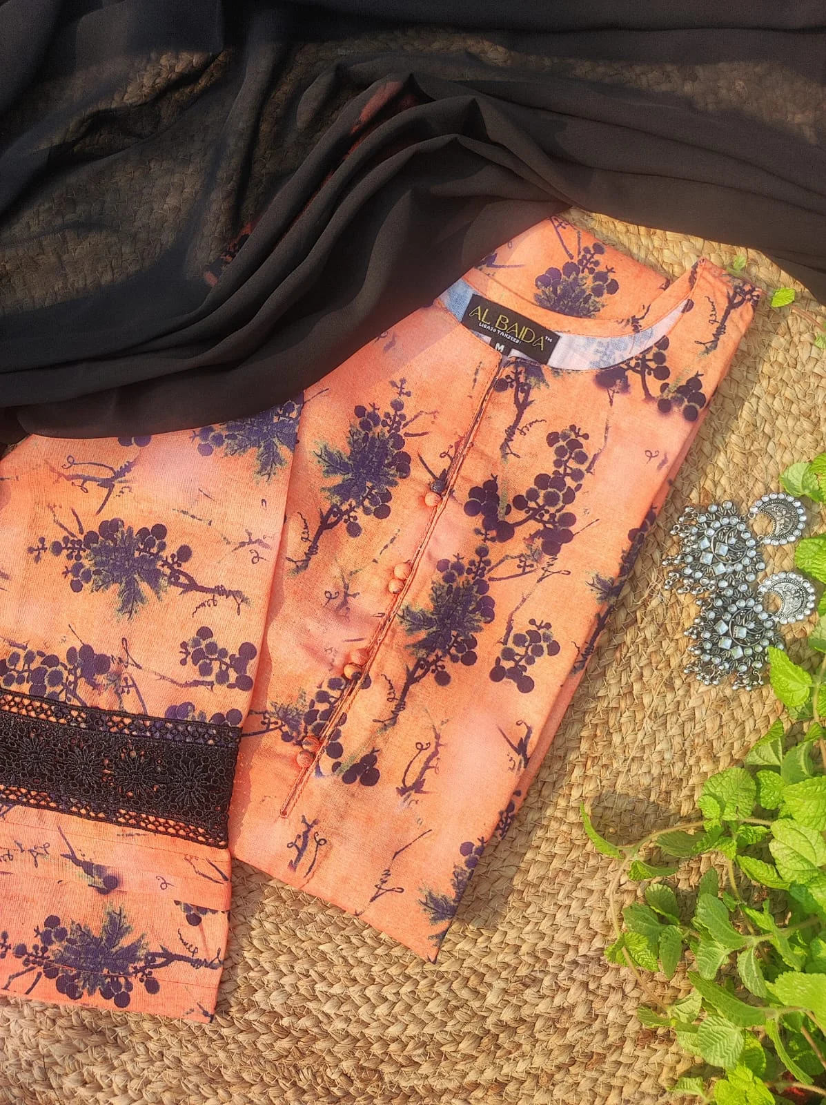 Peach Noir Floral Suit